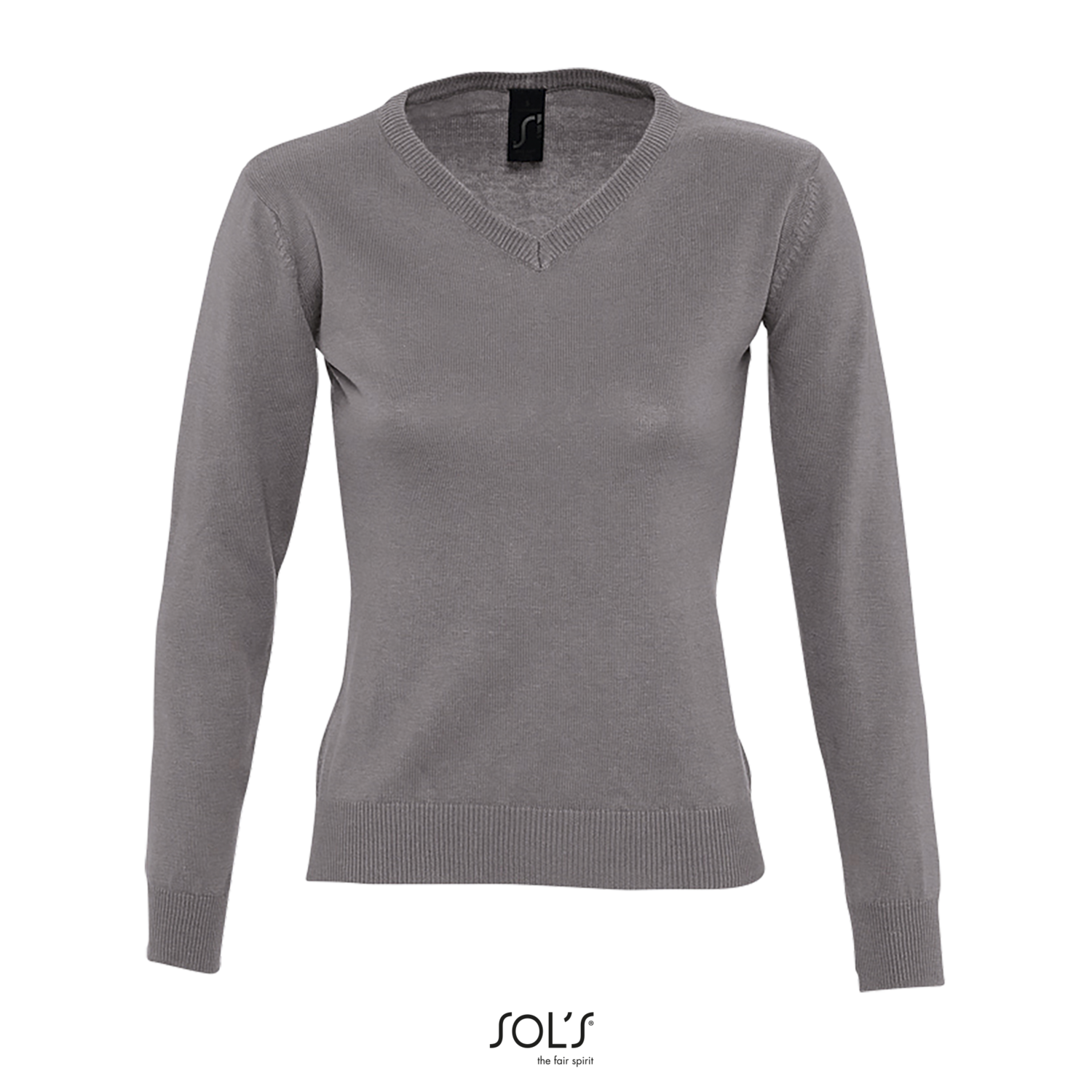 Jersey de mujer cuello de pico, Color: Gris medio