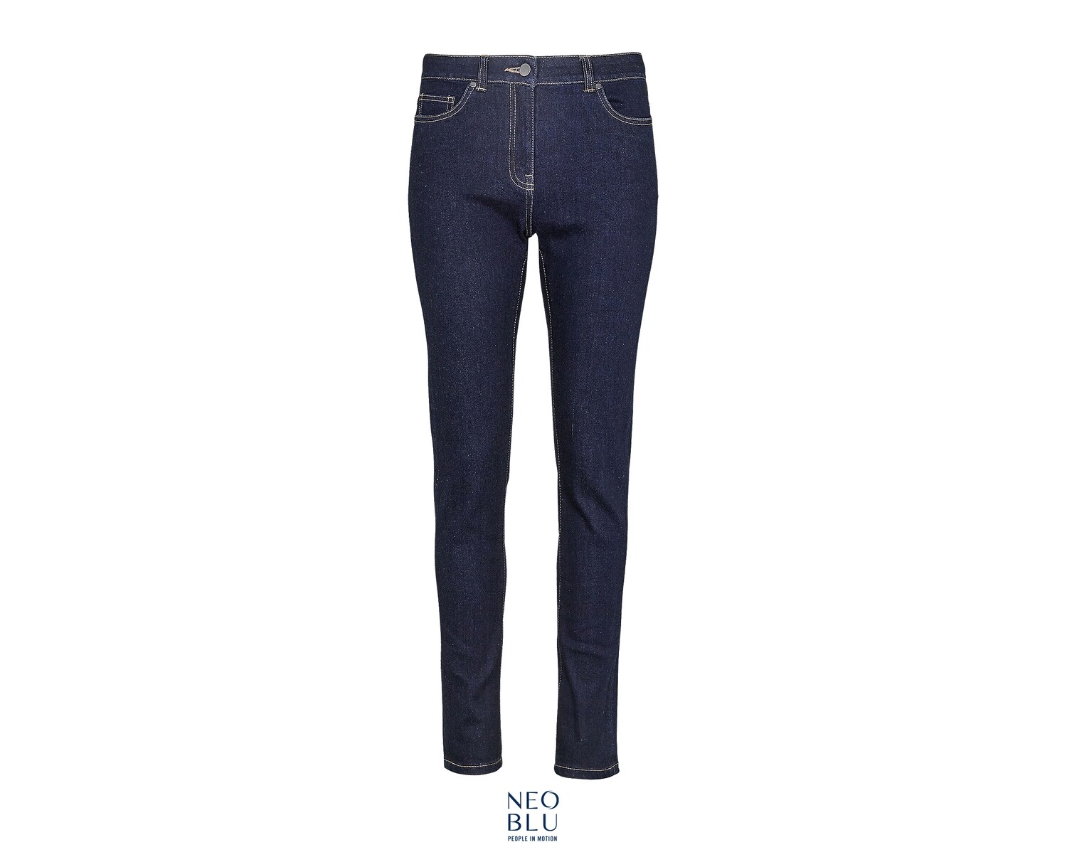 Pantalón vaquero mujer corte ajustado, Color: Denim