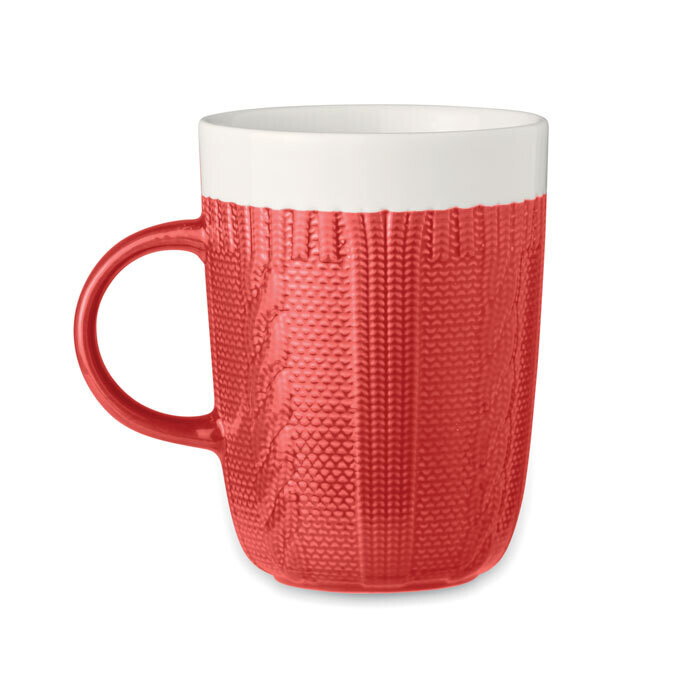 Taza con aspecto de diseño de punto