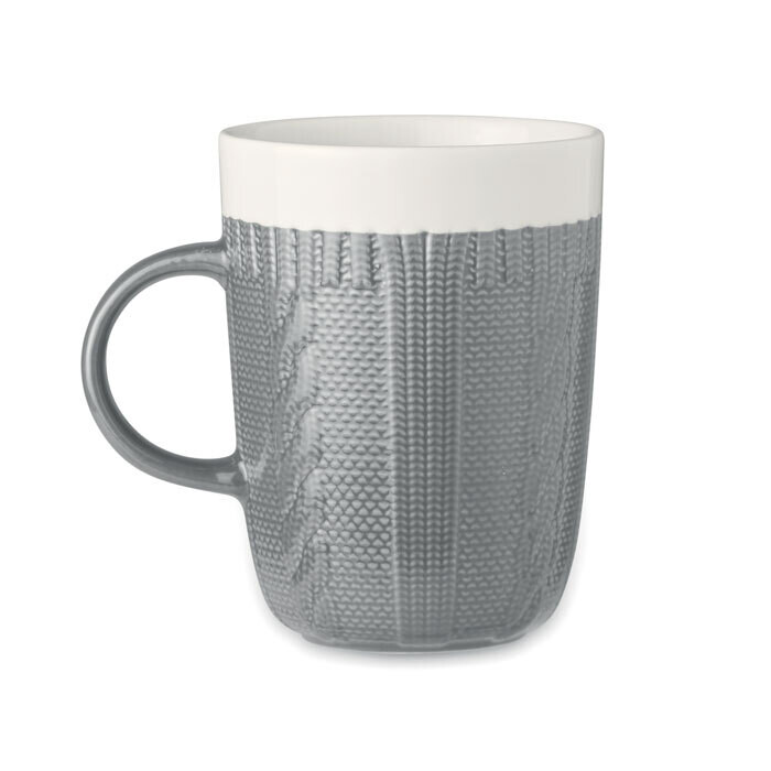 Taza con aspecto de diseño de punto, Color del artículo: Gris