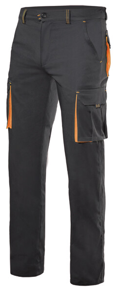 Pantalón stretch bicolor multibolsillos 240 gr, Color: Negro/NaranjaFluor