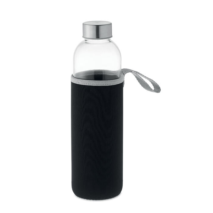 Botella de cristal con funda de neopreno