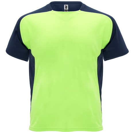 Camiseta técnica de manga corta ranglán, Color del artículo: Verde fluor/Marino