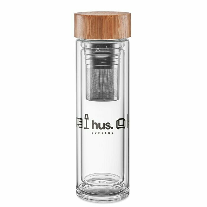 Botella de cristal con doble capa, Talla: 1 Color (min. 25 uds.)
