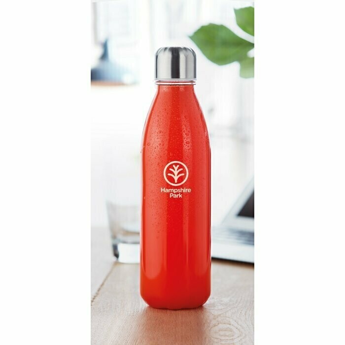 Botella de cristal con tapón de acero, Talla: 1 Color (min. 25 uds.)