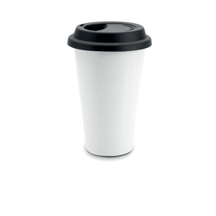 Vaso de cerámica con tapa de silicona