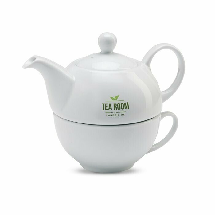 Conjunto de té de 1 tetera y 1 taza de cerámica, Talla: 1 Color (min. 25 uds.)