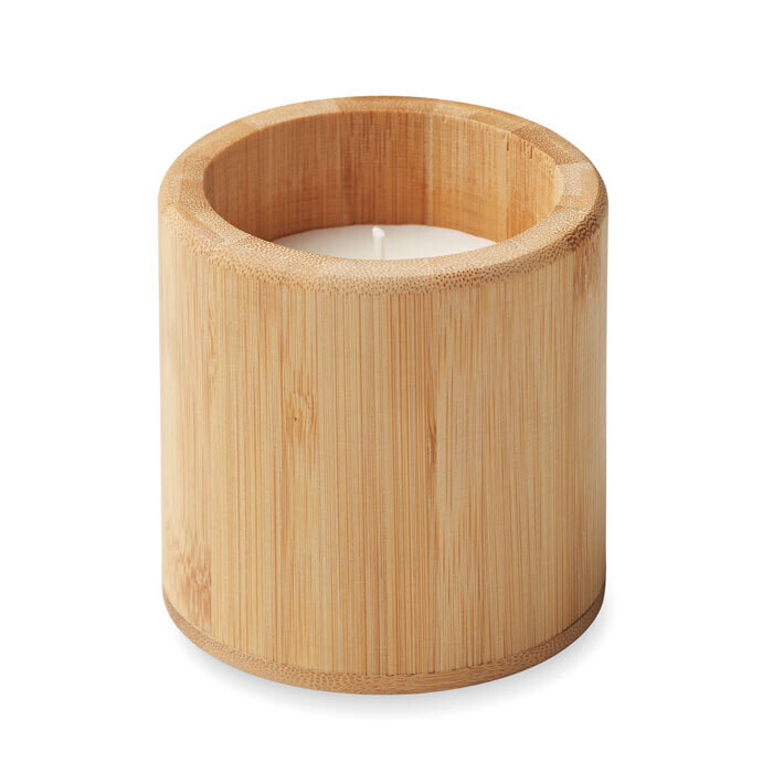 Vela de cera vegetal vainilla c/soporte bambú