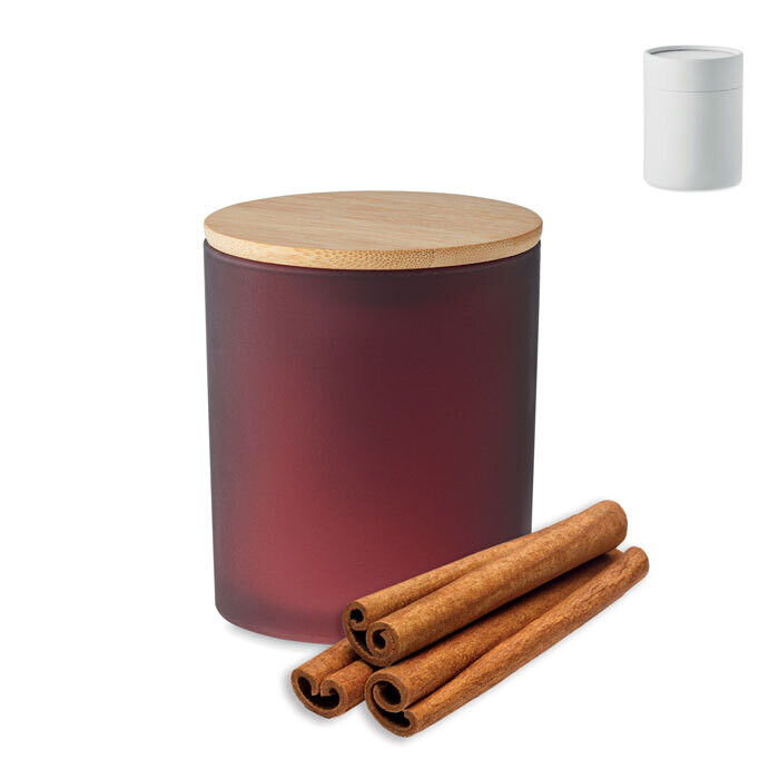 Vela de cera fragancia plantas y tarro de cristal opaco, Color del artículo: Granate