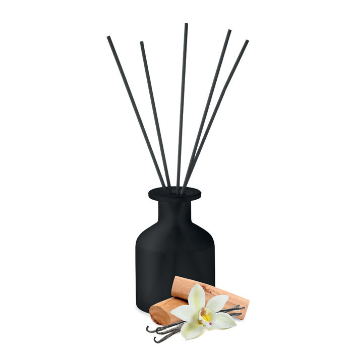 Difusor con aroma eucaliptus 100ml vidrio opaco y 8 varillas, Color del artículo: Negro