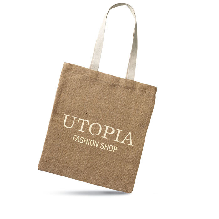 Tote bag de yute asas de algodón, Talla: Transfer 1 color (min 25 uds)