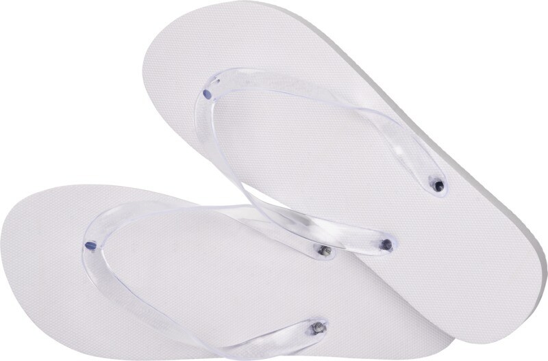 Chanclas de playa en PE con tira de PVC, Color del artículo: Blanco
