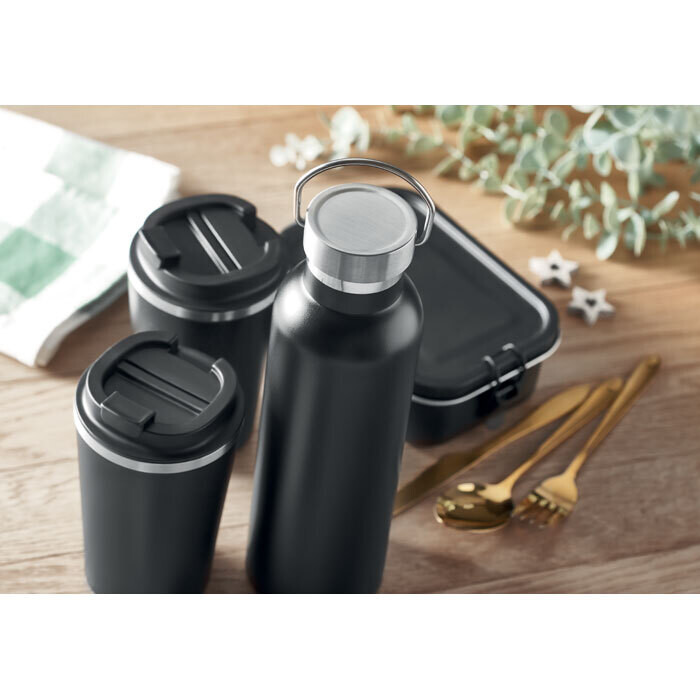 Set de botella termo con 2 vasos acero inox