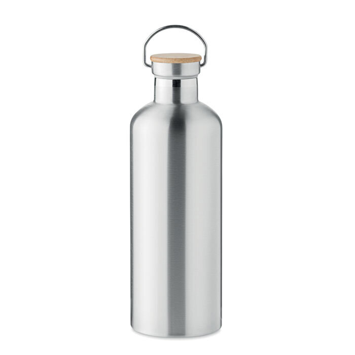 Botella acero inox termo con tapon bambú