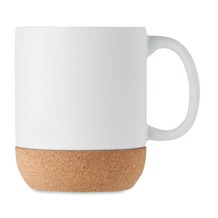 Taza de cerámica y base de corcho 300ml, Color articulo: Blanco