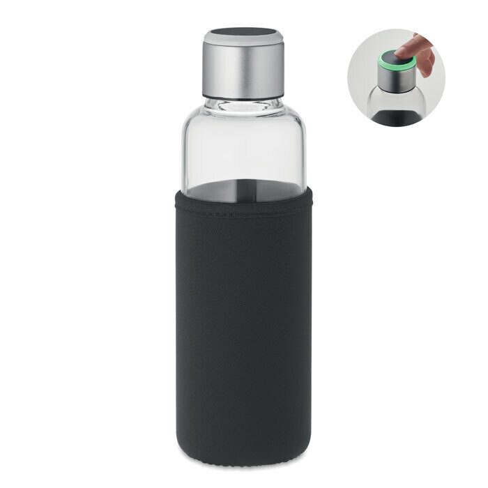 Botella de Tritan tapon acero aviso hidratacion y funda neopreno