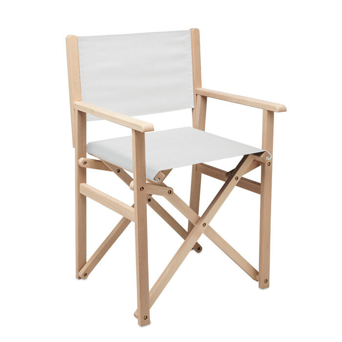 Silla de playa plegable de madera, Color: Blanco