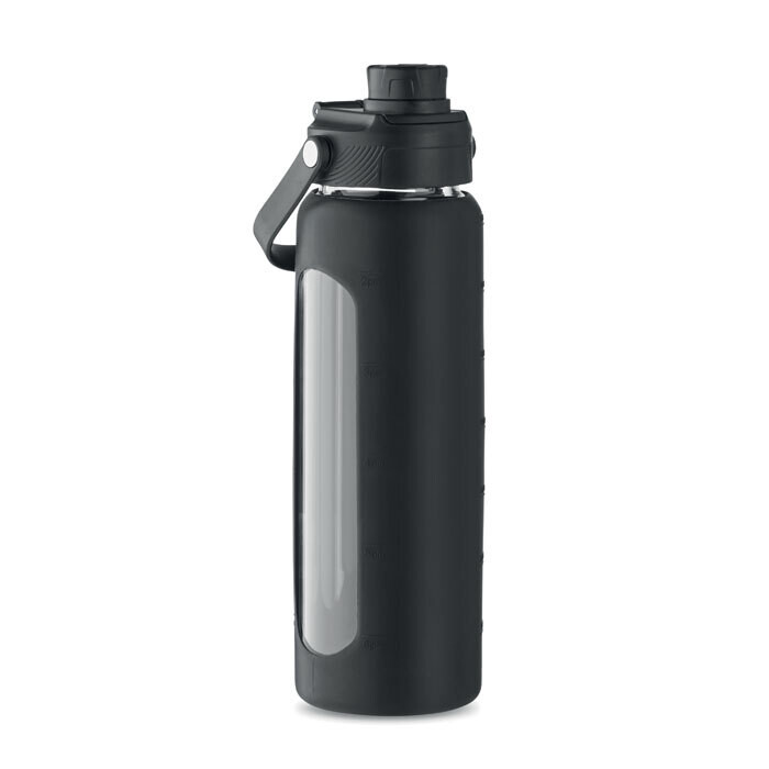 Botella de vidrio con funda de silicona