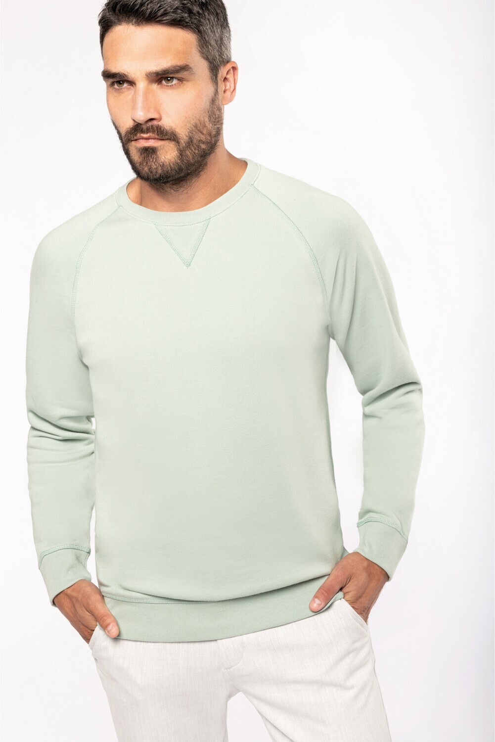 Sudadera de algodón orgánico con cuello redondo y mangas raglán