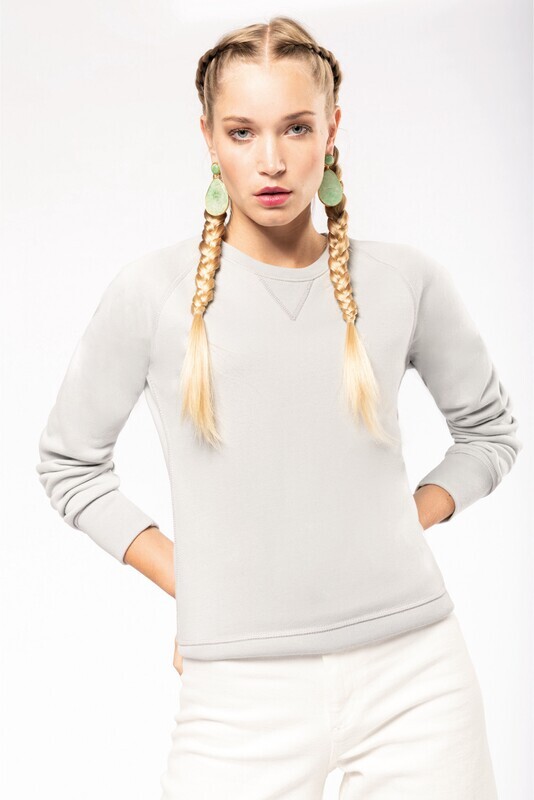 Sudadera de algodón orgánico con cuello redondo y mangas raglán