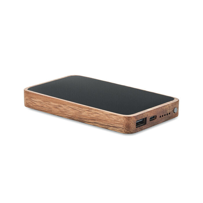 Cargador inalámbrico y power bank de madera de Acacia