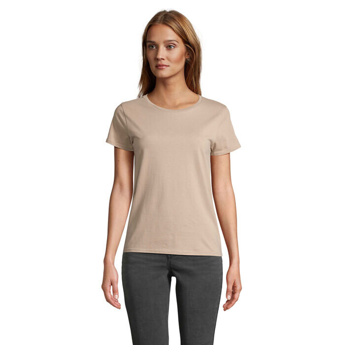 Camiseta ajustada de punto liso y cuello redondo