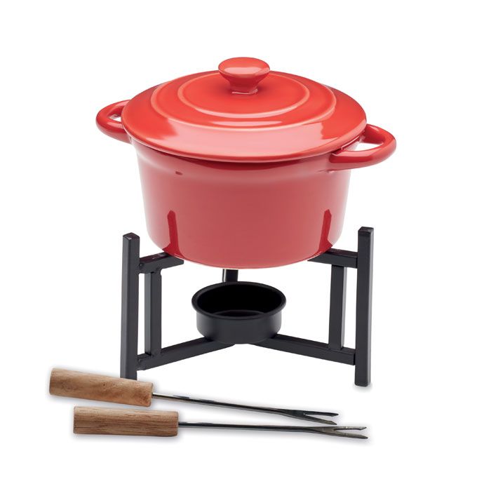 Pequeño juego de fondue de cerámica