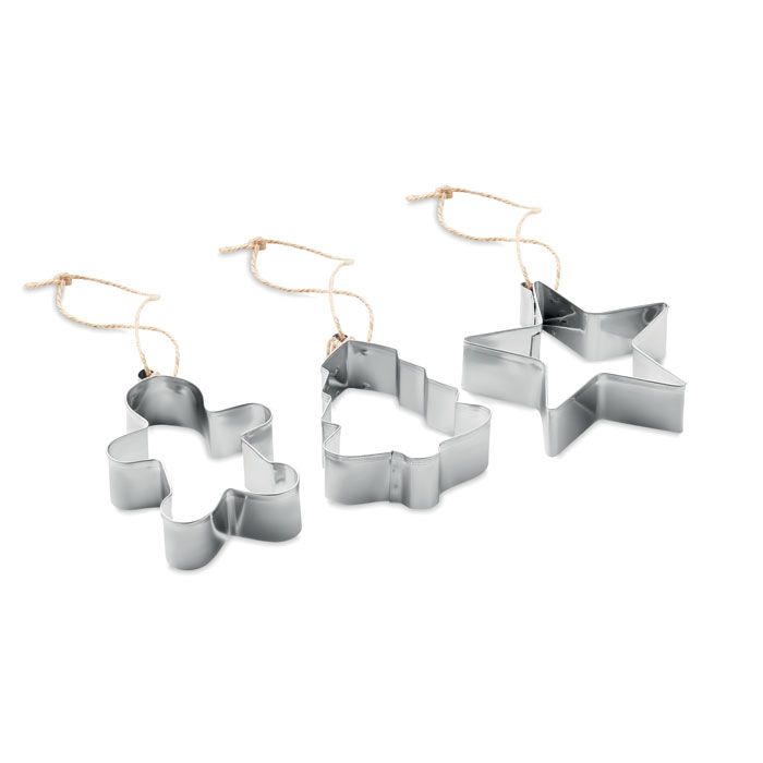 ​Juego de 3 moldes para galletas de acero inox.