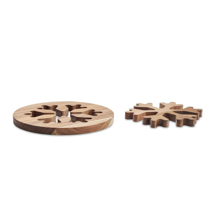 ​Juego de 2 salvamanteles de madera de acacia