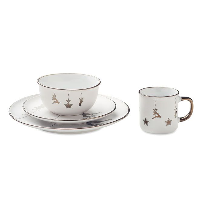 Set de 4 piezas de cerámica con motivos navideños Set de 4 piezas de cerámica con motivos navideños