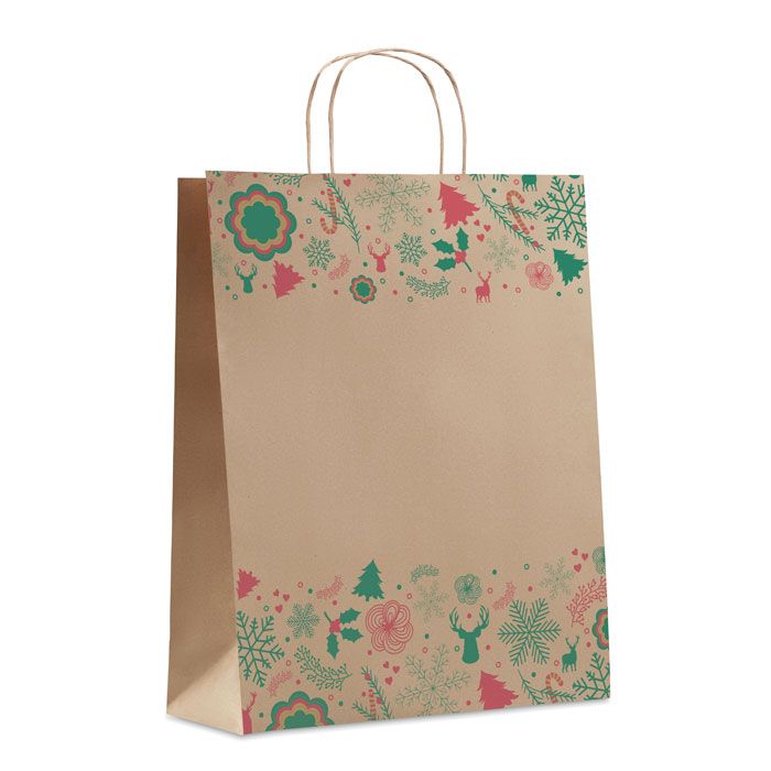 ​Bolsa de papel tamaño grande con motivos navideños