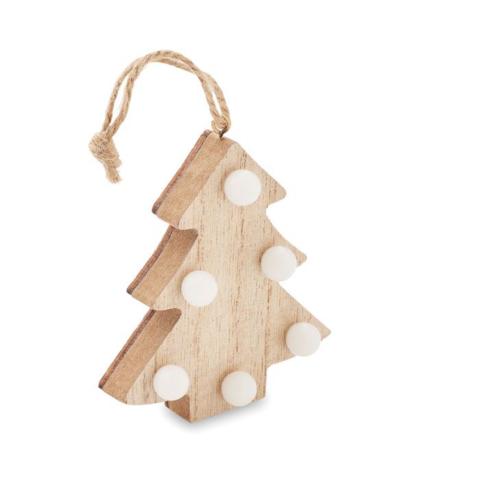 Árbol decorado de madera con luz de 6 LED