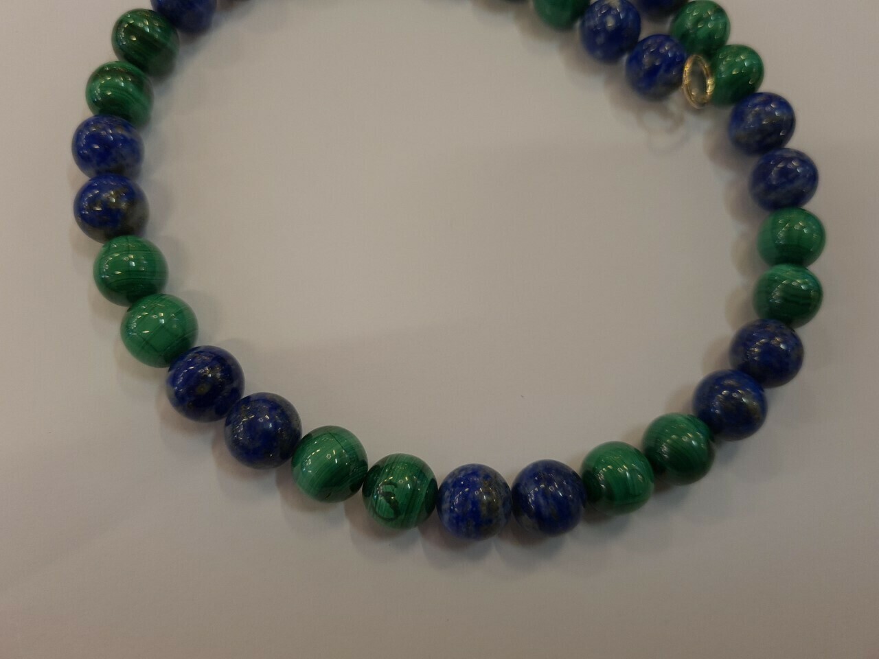 Magnifique collier en lapis lazuli et malachite