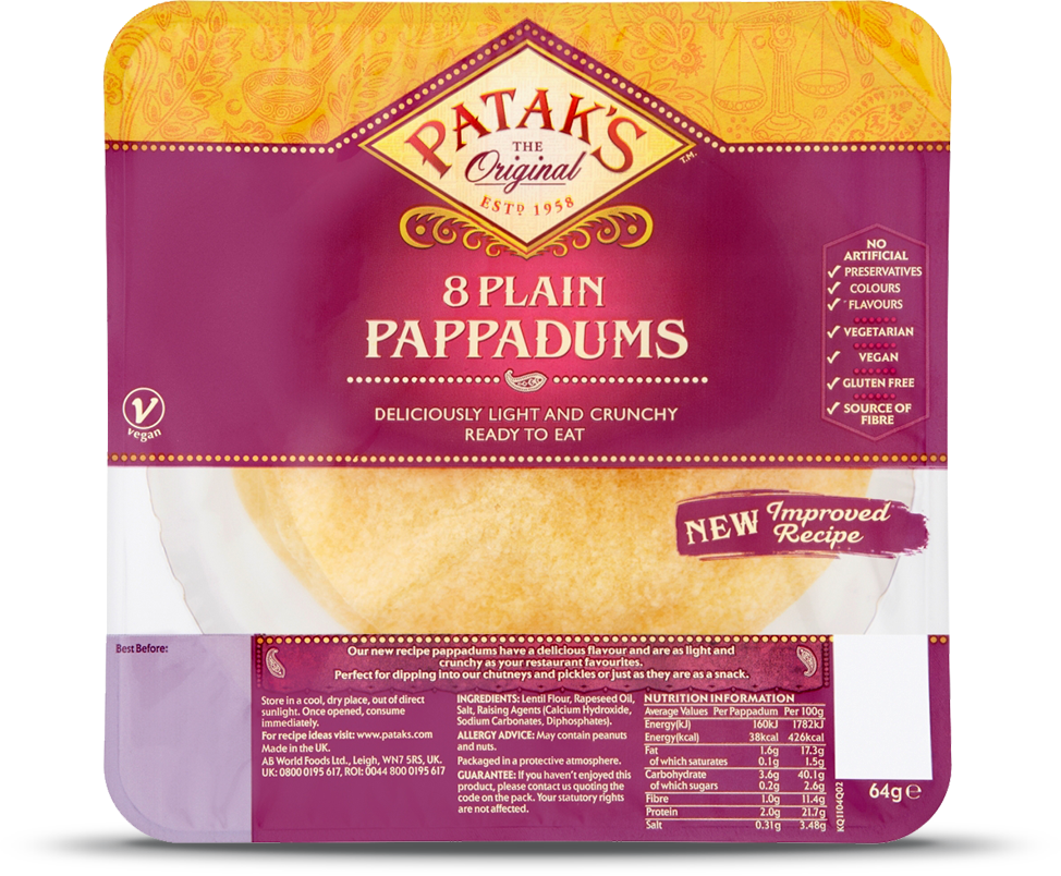 PATAKS RTE PLAIN PAPPADUMS 64G PATAKS RTE PLAIN PAPPADUMS 64G