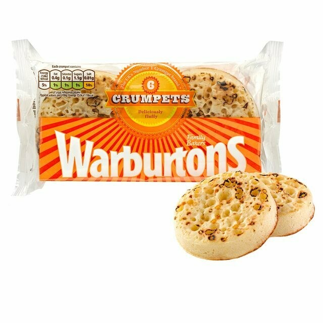 WARBURTONS 6'S CRUMPETS 396G