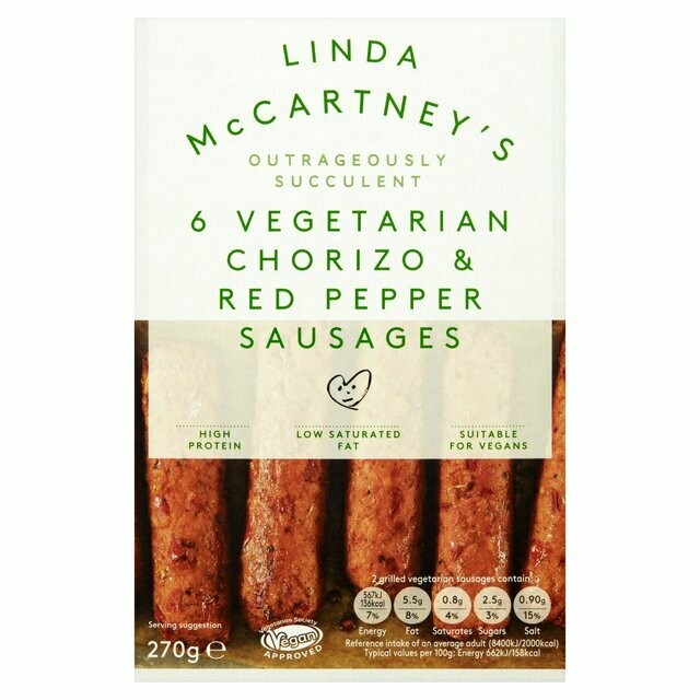 LINDA MCCARTNEY R/PEPPER VEG CHORIZO SAUSAGE 270G