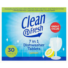 CLEAN FRESH 7IN1 DISHWASHER LEMON TABS 30PK