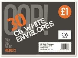 OOP WHITE ENVRLOPES C6 30PK