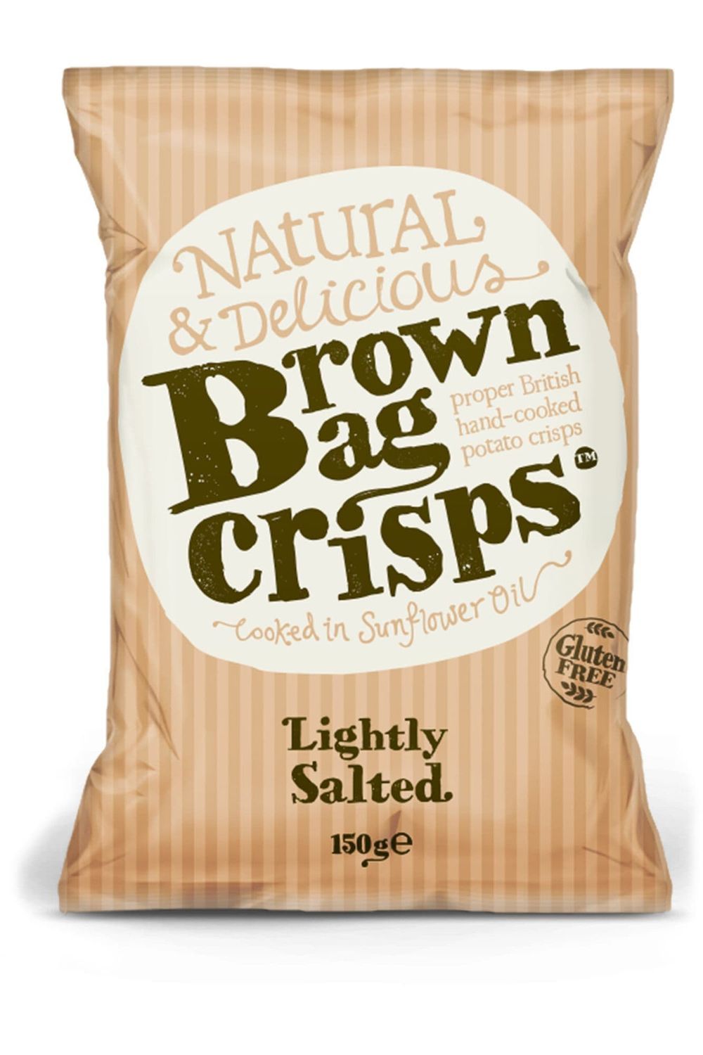 BROWN BAG CRISPS LIGHTLY SALTED 150G EA
