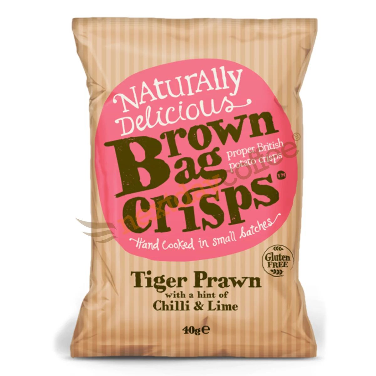 BROWN BAG CRISPS TIGER PRAWN AND CHILLI 40G EA
