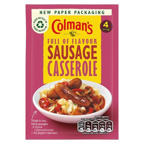 COLMANS SAUSAGE CASSEROLE SACHET 39G COLMANS SAUSAGE CASSEROLE SACHET 39G