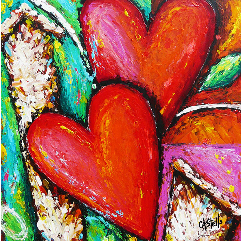 Tile &quot;Dos Corazones y Fondo Verde&quot;