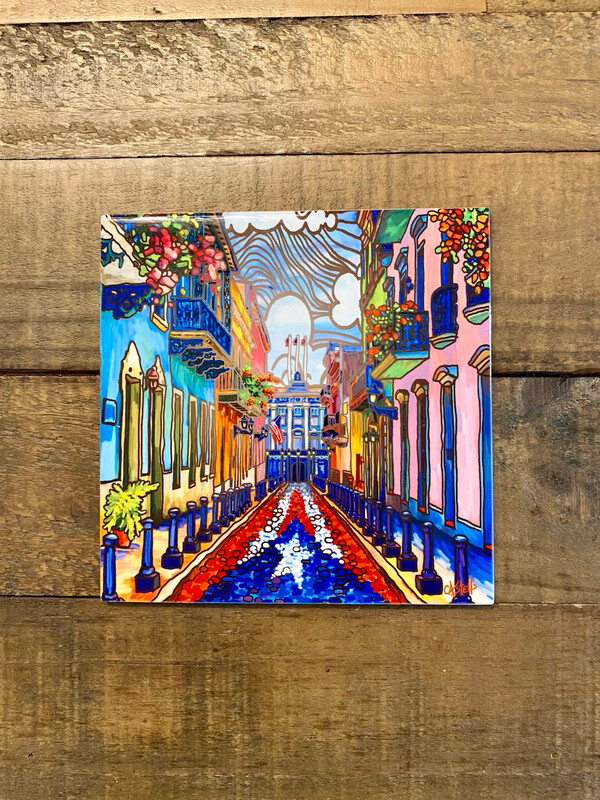Tile &quot;Calle Fortaleza con Bandera&quot;