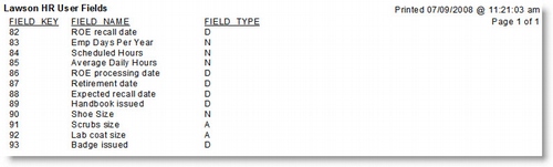 Crystal Report - Lawson HR User Field Definitions