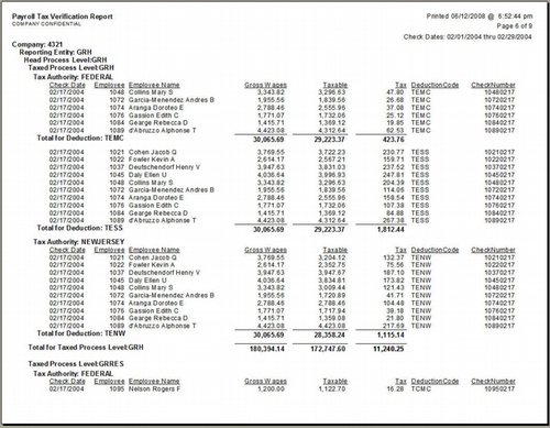 Crystal Report - Lawson Payroll Tax Audit