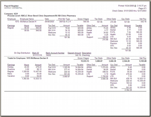 Crystal Report - Lawson Payroll Register