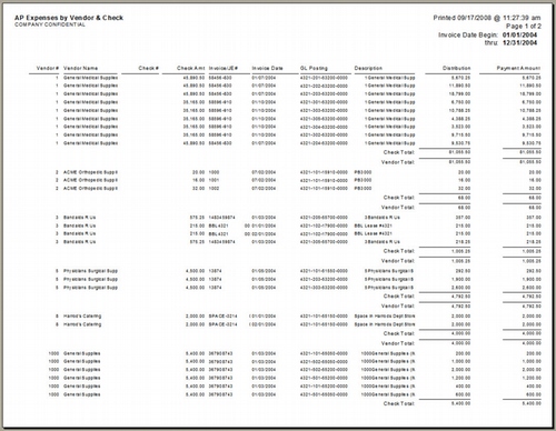 Crystal Report - Lawson AP Expenses by Vendor / Check
