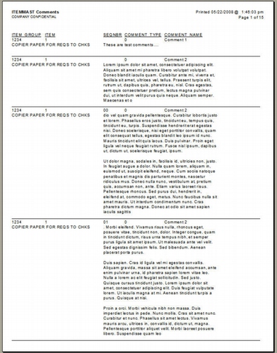 Crystal Report - Lawson Item Master Comments