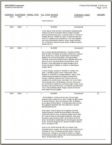 Crystal Report - Lawson AR Transaction Comments