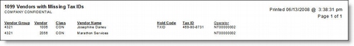 Crystal Report - Lawson AP 1099 Vendors – Missing Tax IDs